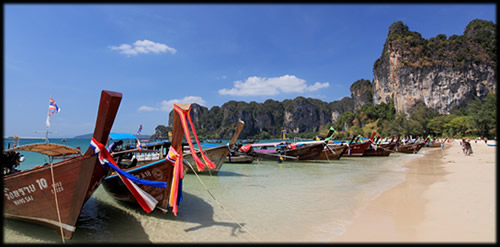 Railay Beach Thailand- Longtail boats